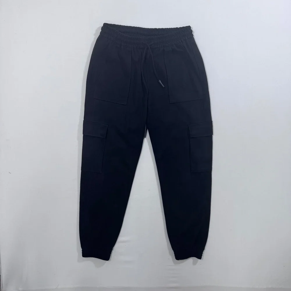 Zara Cargo Velour Suede Jogger Pants Black XS Relaxed Streetwear Minimalist - Picture 2 of 11
